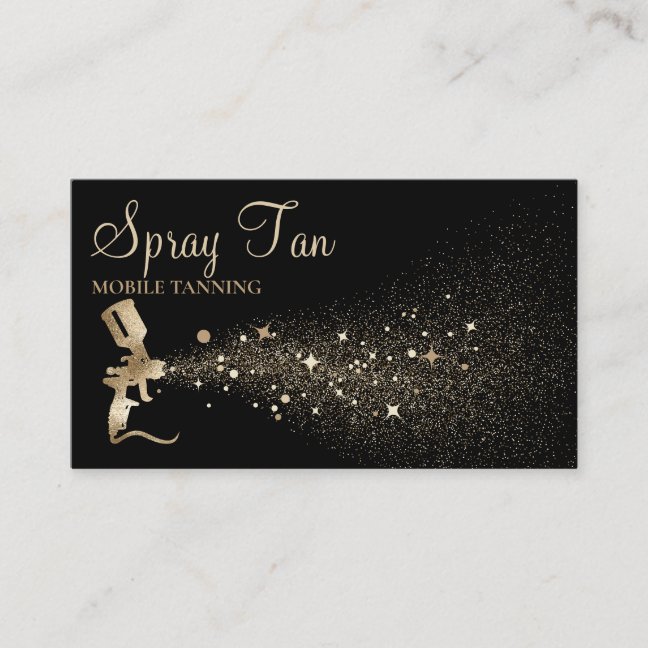 Tan Spray Bottle Sparkling Gold Business Card