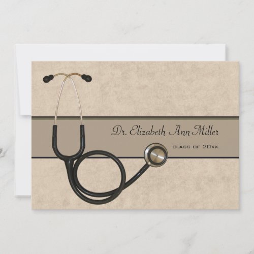 Tan Stethoscope - Graduation Party Invitation
