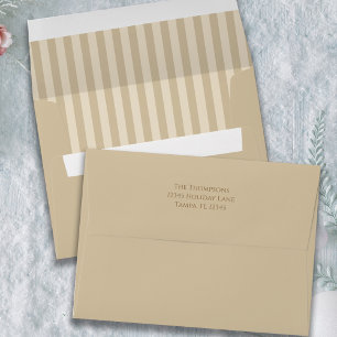 Tan Striped Basic Return Address Custom Envelope
