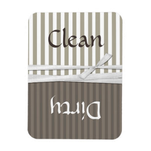 Tan Striped Dishwasher Clean and Dirty Magnet