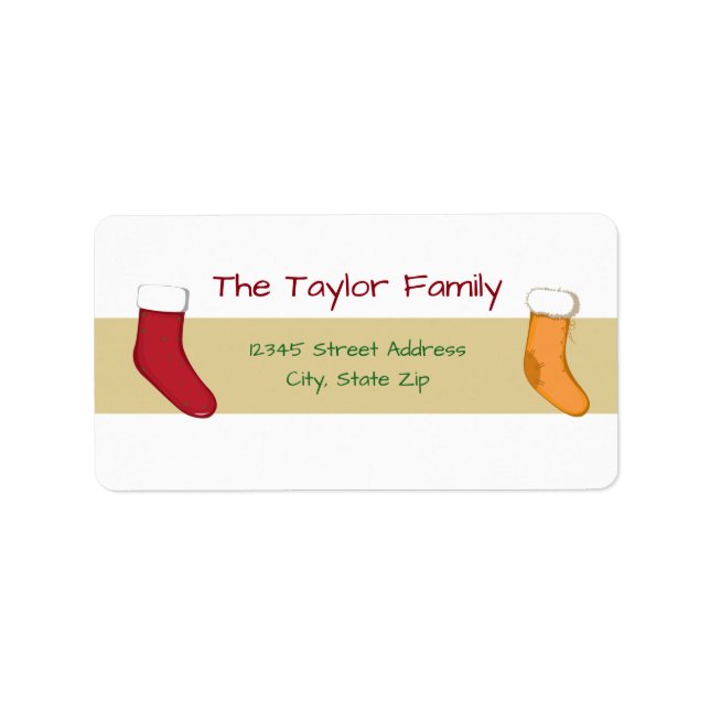 Tan Stripes Stocking - Address Label (Front)