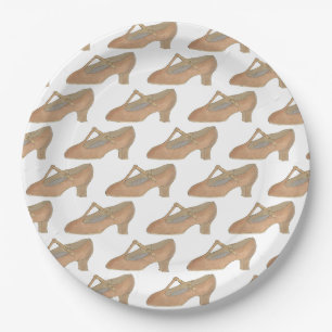 Tan T-Strap Character Shoe Dance Musical Theatre Paper Plates