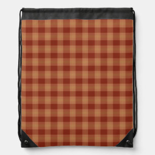 Tan Tartan Drawstring Backpack