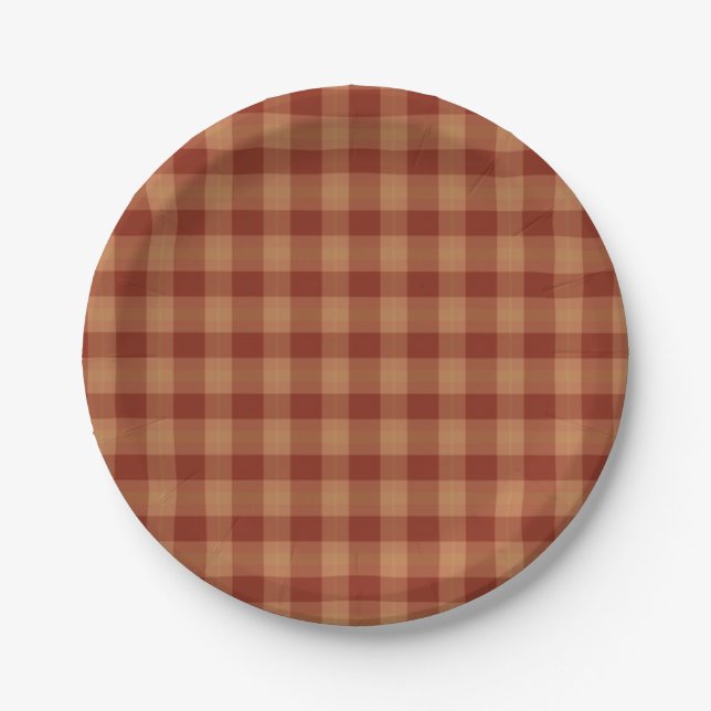 Tan Tartan Paper Plates (Front)