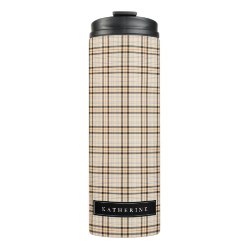 Tan Tartan Plaid Pattern Thermal Tumbler