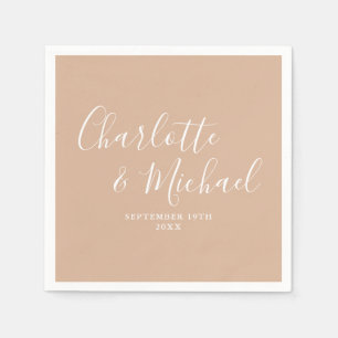 Tan Taupe Elegant Signature Script Wedding Napkins