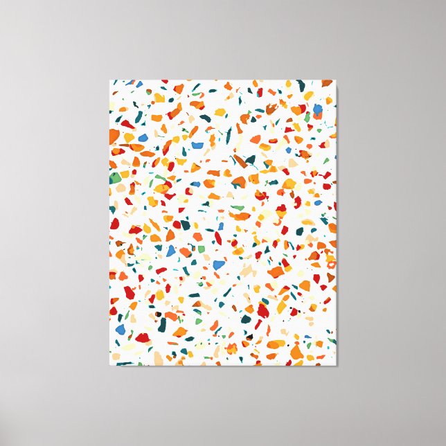 Tan Terrazzo | Eclectic Quirky Confetti Painting | Canvas Print (Front)