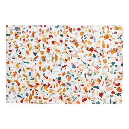 Tan Terrazzo  Eclectic Quirky Confetti Painting  Pillow Case