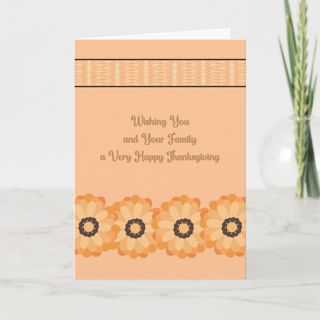 Tan Thanksgiving Card with Flowers (Front)
