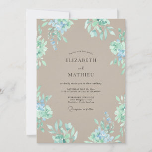 Tan Tranquil Botanical Wedding Invitation