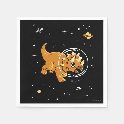 Tan Triceratops Dinos In Space Napkins