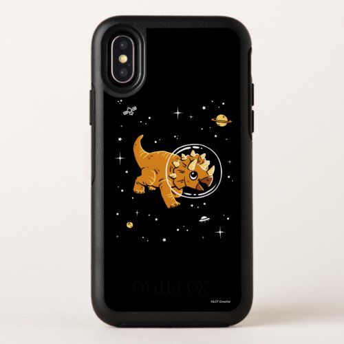 Tan Triceratops Dinos In Space OtterBox Symmetry iPhone X Case