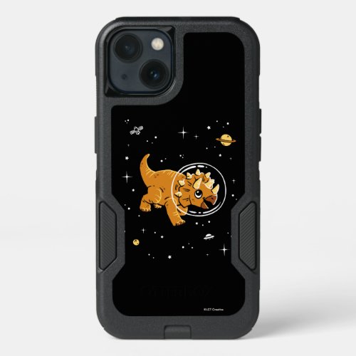 Tan Triceratops Dinos In Space iPhone 13 Case