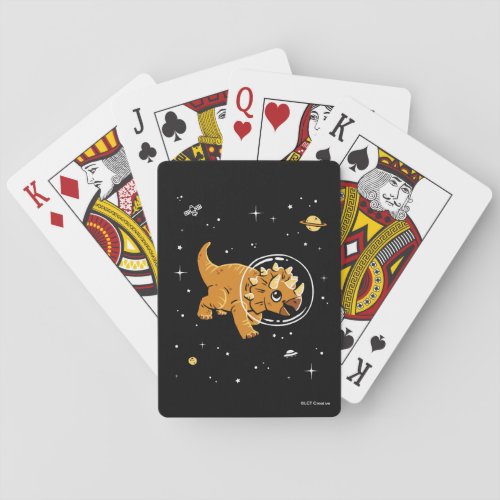 Tan Triceratops Dinos In Space Poker Cards