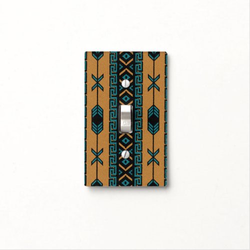 Tan Turquoise Southwest Tribal Aztec Design Light Switch Cover