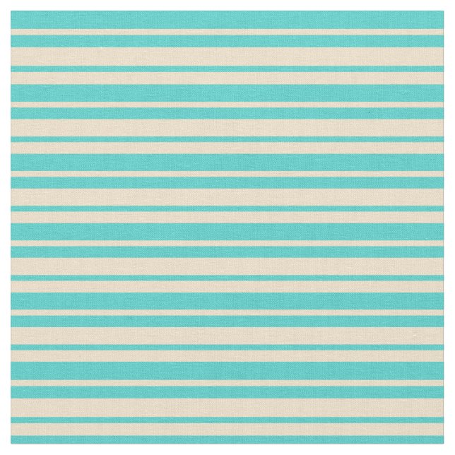 Tan & Turquoise Striped Pattern Fabric (Close Up)
