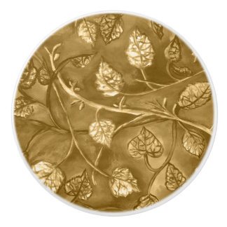 Tan Undulating Leaves from raspberry bush knob