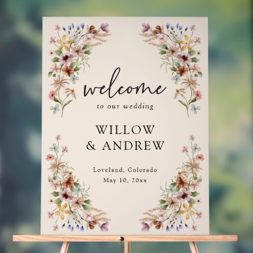 Tan Vintage Boho Wildflower Acrylic Sign