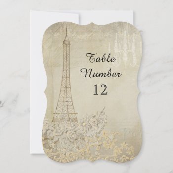 Tan Vintage Paris Parisian Reception Table Number by VintageWeddings at Zazzle