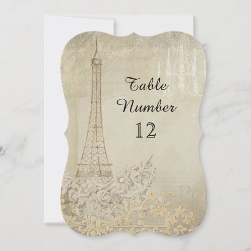 Tan Vintage Paris Parisian Reception Table Number
