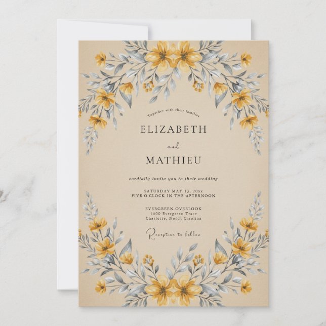 Tan Vintage Woodland Wedding Invitation (Front)