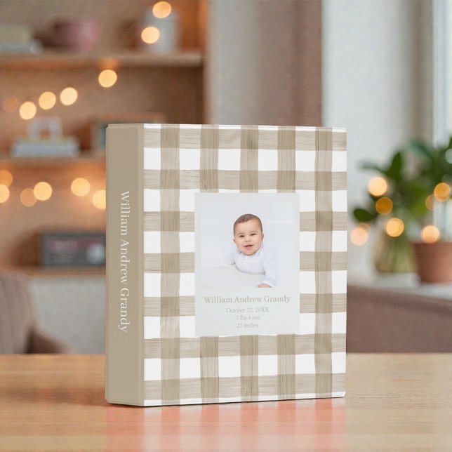 Tan Watercolor Custom Personalized Baby Photos Mini Binder (Creator Uploaded)