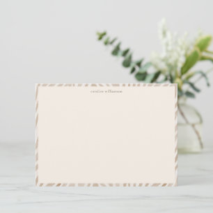 Tan Watercolor Zebra Animal Print Personalized Note Card
