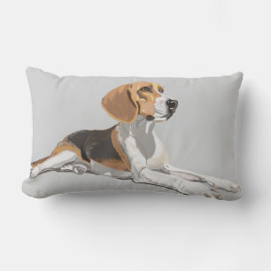 Tan White & Black Beagle Lumbar Pillow