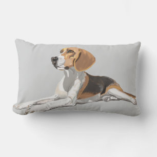 Tan White & Black Beagle Lumbar Pillow