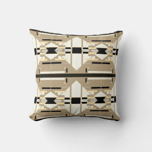 Tan White Black Southwest Look Mosaic Large Tiles Throw Pillow