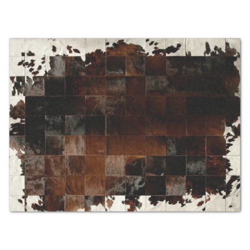 Tan White Cowhide Patchwork Print  Tissue Paper