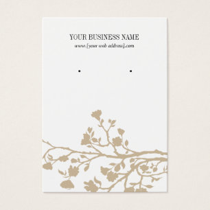 Tan White Flowers Custom Earring Card