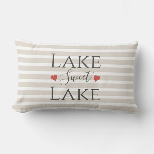 Tan  White Lake Sweet Lake Quote Decorative Lumbar Pillow