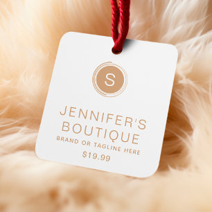 Tan White Minimalist Clothing Boutique Branding Calling Card