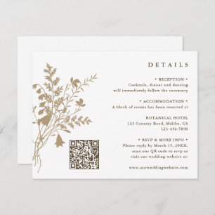 Tan & White Wildflower Bouquet Wedding Details Enclosure Card