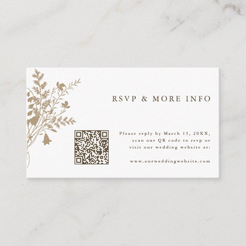 Tan  White Wildflower Wedding RSVP Enclosure Card