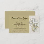 Tan with Beautiful Floral Cross Business Cards (Front/Back)