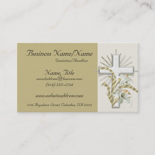 Customizable Tan with Beautiful Floral Cross Business Cards