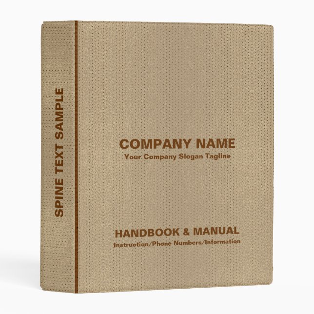 Tan with brown accent faux leather look mini binder (Front/Spine)