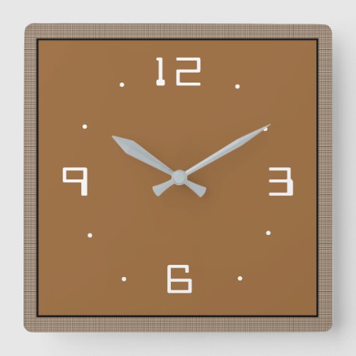 Tan with White Numerals Plain Kitchen Clocks