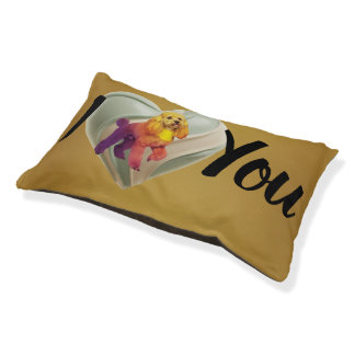 Tan Yellow Poodle Heart Art Pet Bed