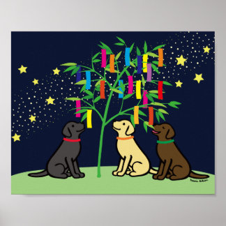 Tanabata Labrador Retriever Stars and Milky Way Poster