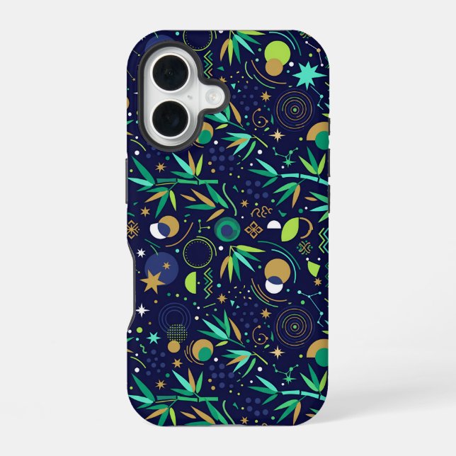 Tanabata Star Festival Bamboo Night Pattern iPhone Case (Back)