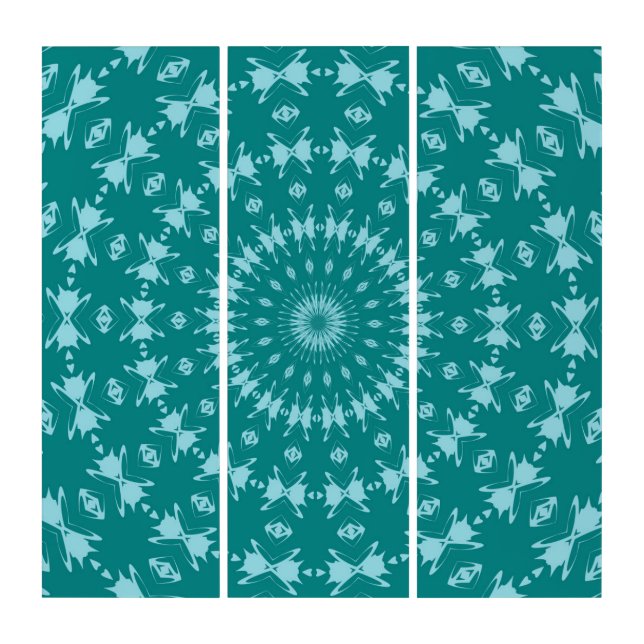 Tanager Turquoise and Teal Blue Abstract Pattern M Triptych (Front)