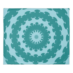 Tanager Turquoise and Teal Blue Crescent Moon Kale Duvet Cover