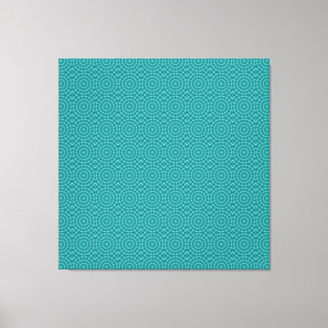 Tanager Turquoise and Teal Blue Repeat Pattern Canvas Print (Front)