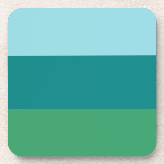 Tanager Turquoise, Teal Blue and Kelly Green Horiz Beverage Coaster (Front)