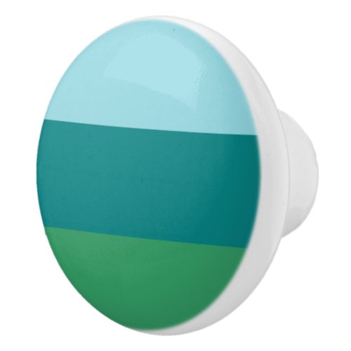 Tanager Turquoise Teal Blue and Kelly Green Horiz Ceramic Knob