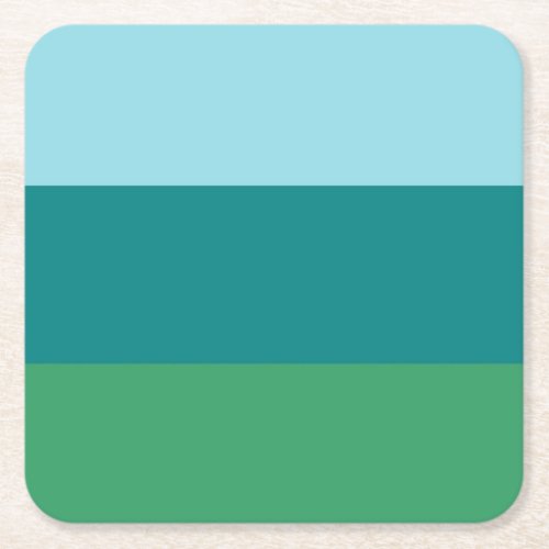 Tanager Turquoise Teal Blue and Kelly Green Horiz Square Paper Coaster