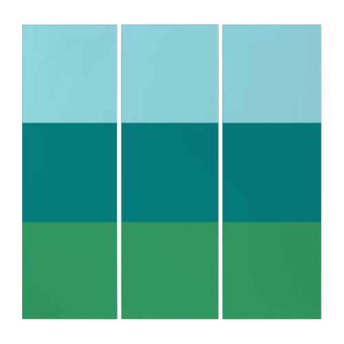 Tanager Turquoise Teal Blue and Kelly Green Horiz Triptych